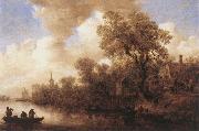 Jan van Goyen River Scene oil on canvas